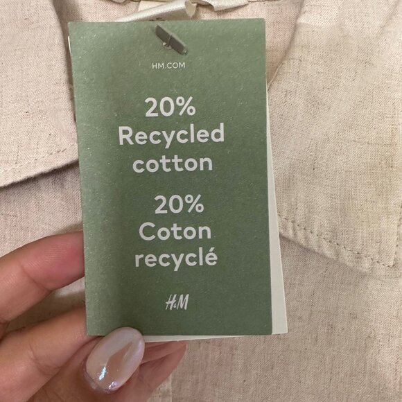 H&M Premium Linen & Cotton Blend Button Down Shirt XS - NEW - Picture 3 of 14